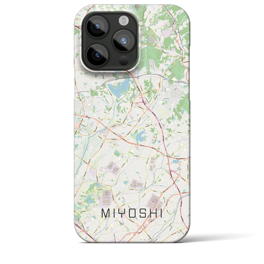 【みよし】地図柄iPhoneケース（バックカバータイプ・ナチュラル）iPhone 15 Pro Max 用