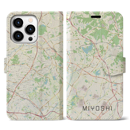 【みよし（愛知県）】地図柄iPhoneケース（手帳タイプ）ナチュラル・iPhone 13 Pro 用