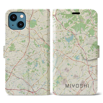 【みよし（愛知県）】地図柄iPhoneケース（手帳タイプ）ナチュラル・iPhone 13 用