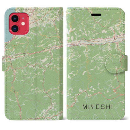 【三好（徳島県）】地図柄iPhoneケース（手帳タイプ）ナチュラル・iPhone 11 用