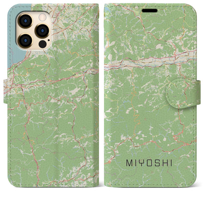 【三好（徳島県）】地図柄iPhoneケース（手帳タイプ）ナチュラル・iPhone 12 Pro Max 用