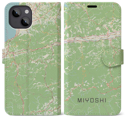 【三好（徳島県）】地図柄iPhoneケース（手帳タイプ）ナチュラル・iPhone 14 Plus 用