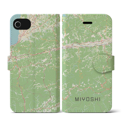 【三好（徳島県）】地図柄iPhoneケース（手帳タイプ）ナチュラル・iPhone SE（第3 / 第2世代） / 8 / 7 / 6s / 6 用