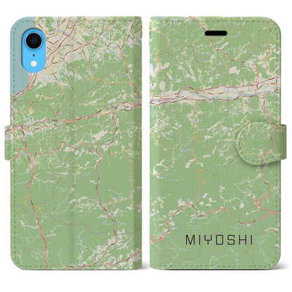 【三好（徳島県）】地図柄iPhoneケース（手帳タイプ）ナチュラル・iPhone XR 用
