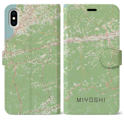 【三好（徳島県）】地図柄iPhoneケース（手帳タイプ）ナチュラル・iPhone XS Max 用