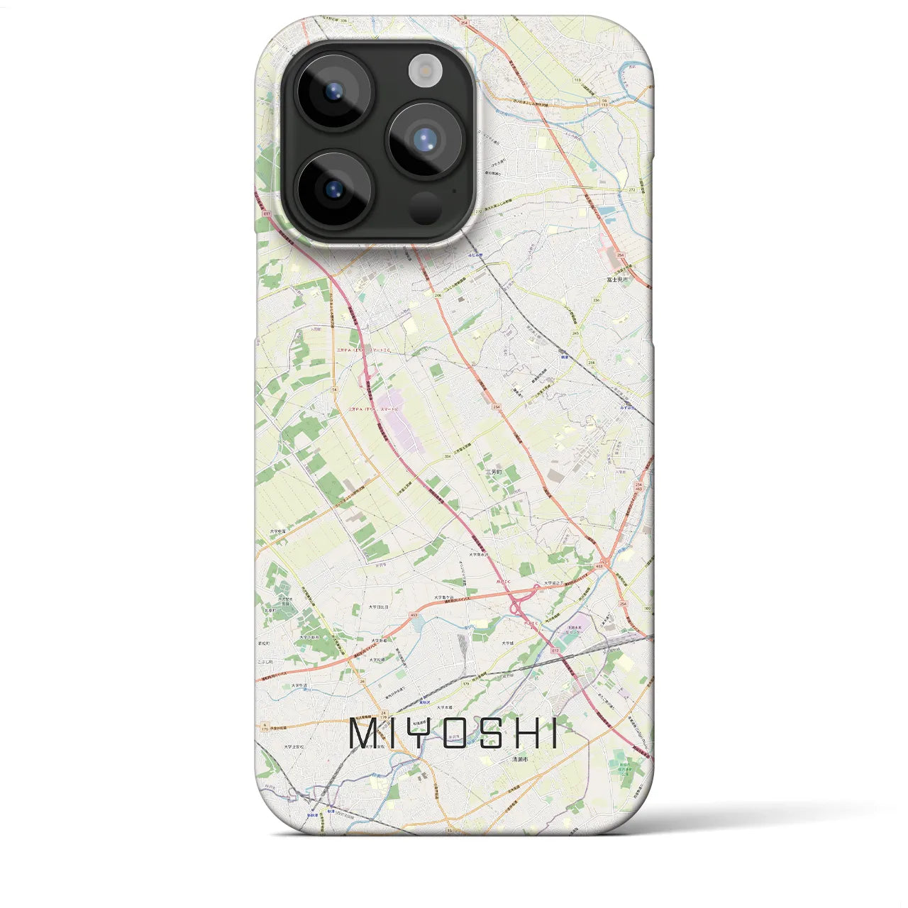 【三芳】地図柄iPhoneケース（バックカバータイプ・ナチュラル）iPhone 15 Pro Max 用