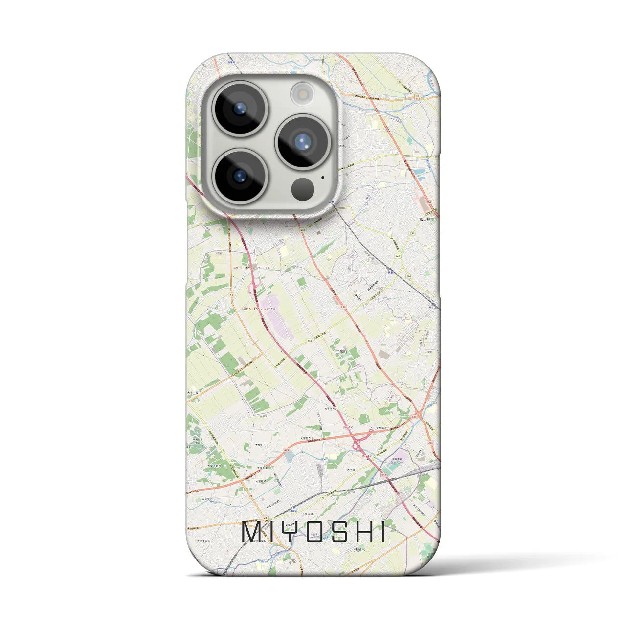 【三芳】地図柄iPhoneケース（バックカバータイプ・ナチュラル）iPhone 15 Pro 用