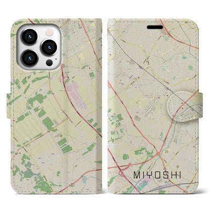【三芳（埼玉県）】地図柄iPhoneケース（手帳タイプ）ナチュラル・iPhone 13 Pro 用