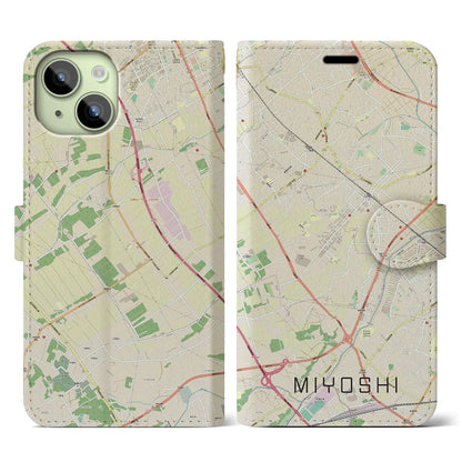 【三芳（埼玉県）】地図柄iPhoneケース（手帳タイプ）ナチュラル・iPhone 15 用