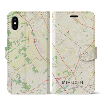 【三芳（埼玉県）】地図柄iPhoneケース（手帳タイプ）ナチュラル・iPhone XS / X 用