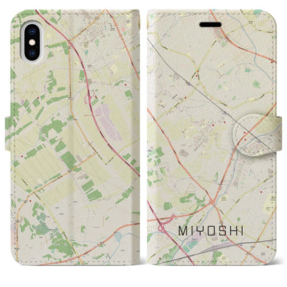 【三芳（埼玉県）】地図柄iPhoneケース（手帳タイプ）ナチュラル・iPhone XS Max 用
