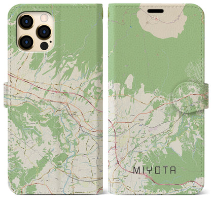 【御代田（長野県）】地図柄iPhoneケース（手帳タイプ）ナチュラル・iPhone 12 Pro Max 用