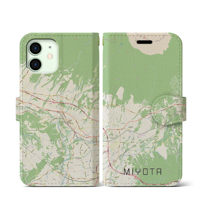 【御代田（長野県）】地図柄iPhoneケース（手帳タイプ）ナチュラル・iPhone 12 mini 用