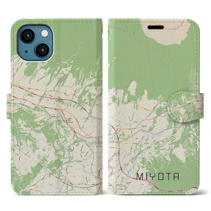 【御代田（長野県）】地図柄iPhoneケース（手帳タイプ）ナチュラル・iPhone 13 用