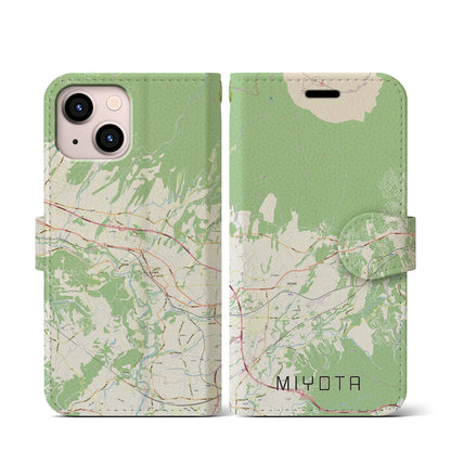 【御代田（長野県）】地図柄iPhoneケース（手帳タイプ）ナチュラル・iPhone 13 mini 用