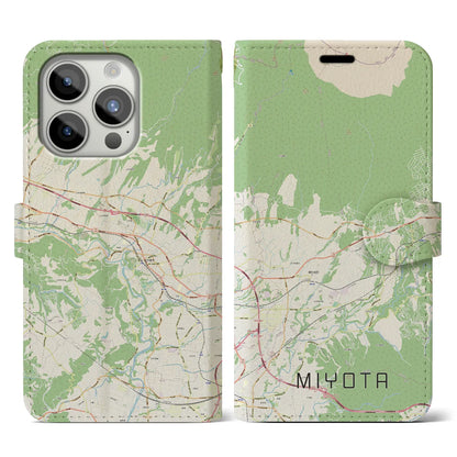 【御代田（長野県）】地図柄iPhoneケース（手帳タイプ）ナチュラル・iPhone 15 Pro 用