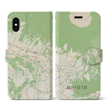 【御代田（長野県）】地図柄iPhoneケース（手帳タイプ）ナチュラル・iPhone XS / X 用