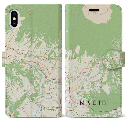 【御代田（長野県）】地図柄iPhoneケース（手帳タイプ）ナチュラル・iPhone XS Max 用