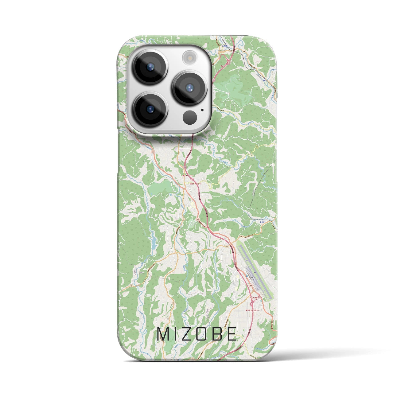 【溝辺】地図柄iPhoneケース（バックカバータイプ・ナチュラル）iPhone 14 Pro 用