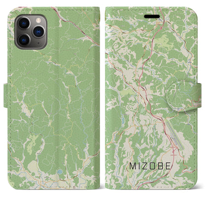 【溝辺（鹿児島県）】地図柄iPhoneケース（手帳タイプ）ナチュラル・iPhone 11 Pro Max 用