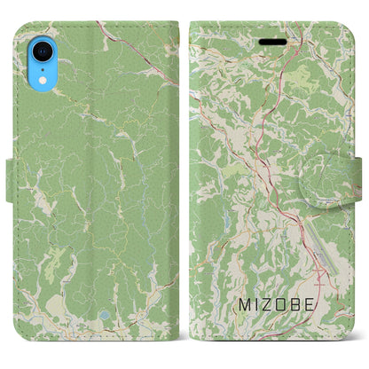 【溝辺（鹿児島県）】地図柄iPhoneケース（手帳タイプ）ナチュラル・iPhone XR 用