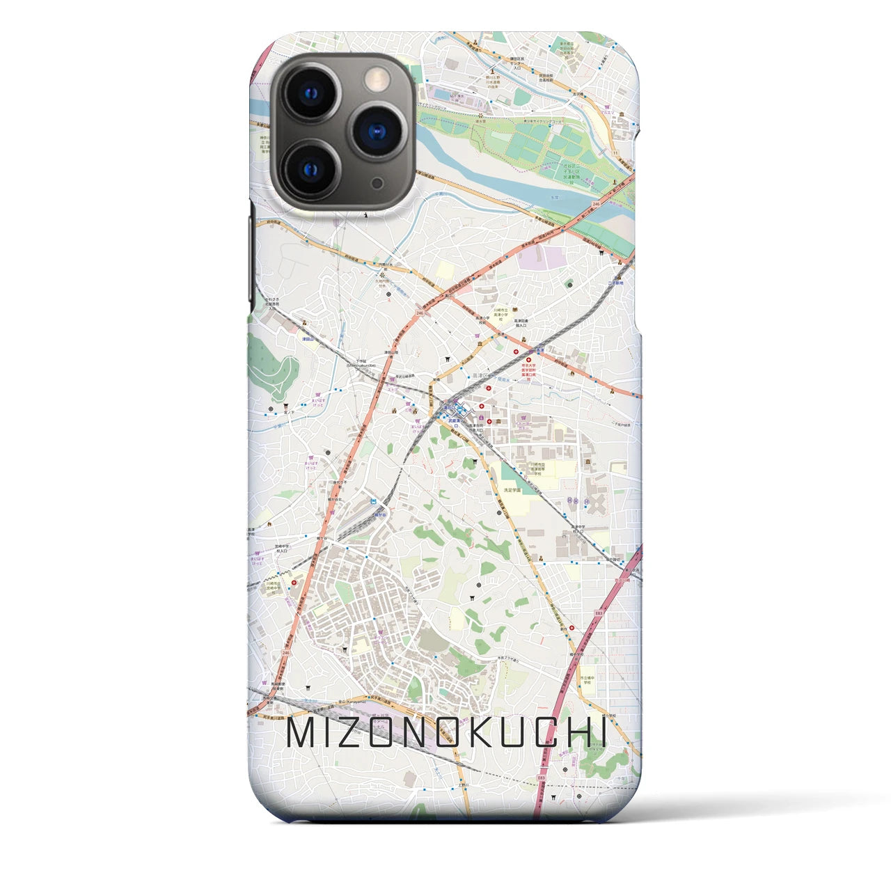 【溝の口】地図柄iPhoneケース（バックカバータイプ・ナチュラル）iPhone 11 Pro Max 用