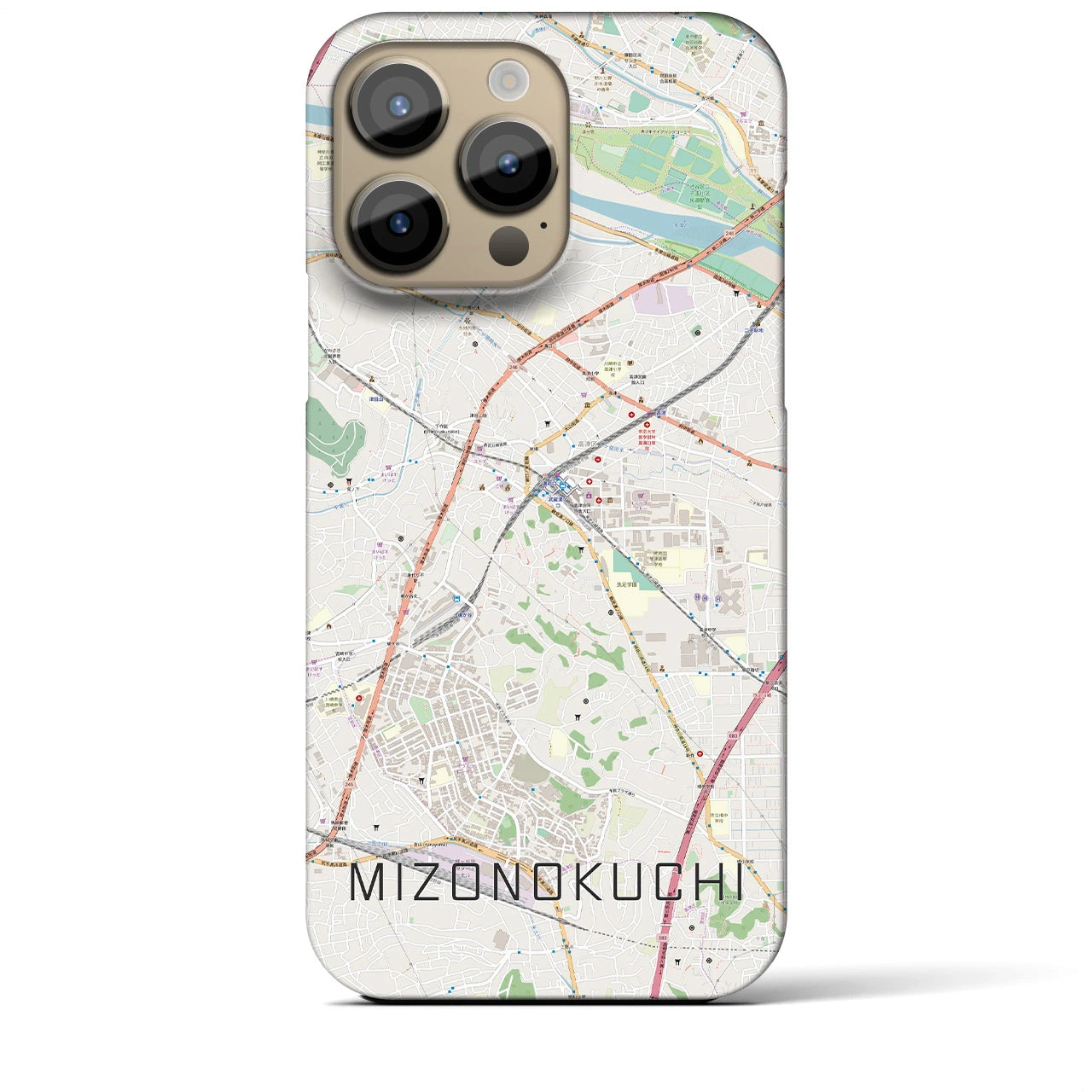 【溝の口】地図柄iPhoneケース（バックカバータイプ・ナチュラル）iPhone 14 Pro Max 用