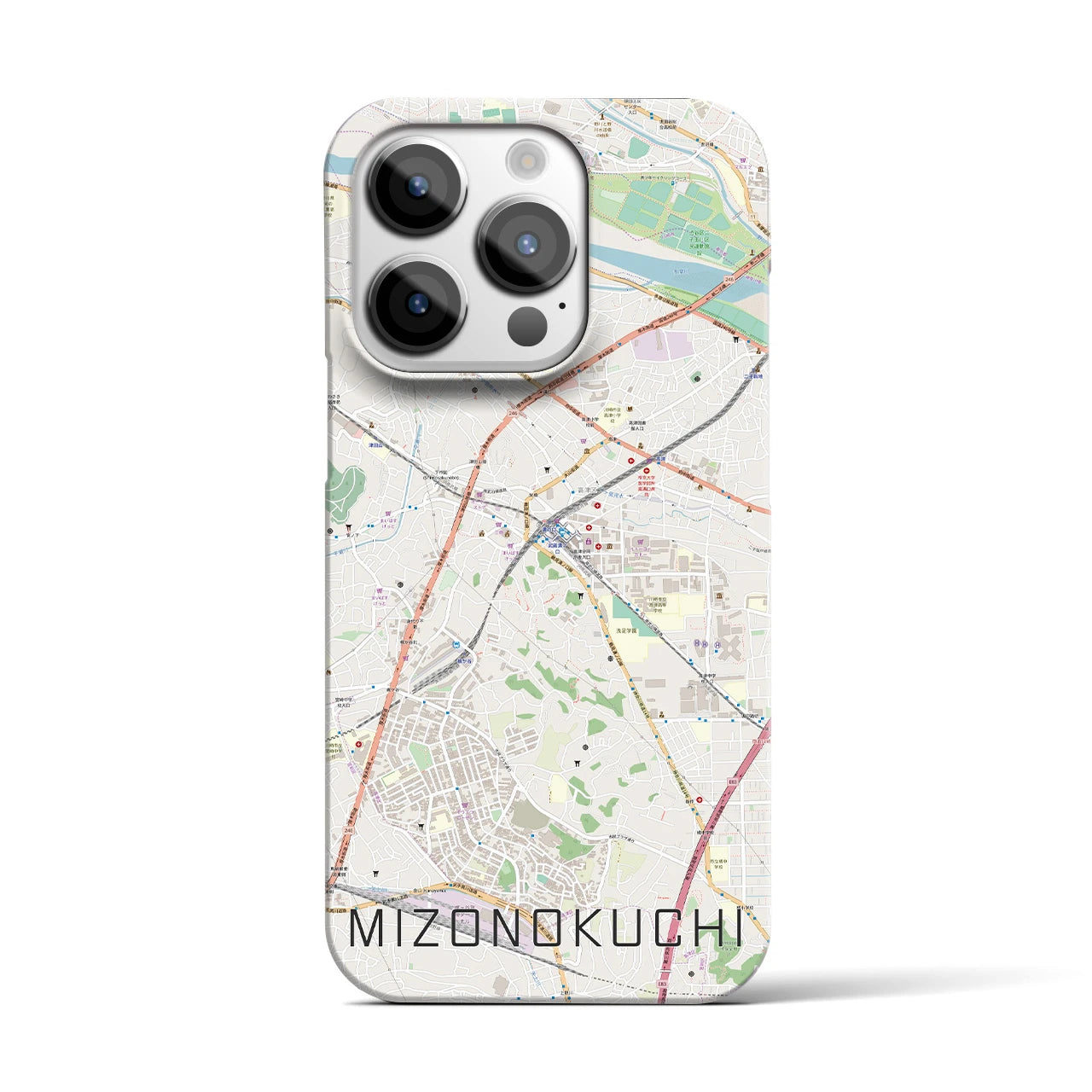 【溝の口】地図柄iPhoneケース（バックカバータイプ・ナチュラル）iPhone 14 Pro 用