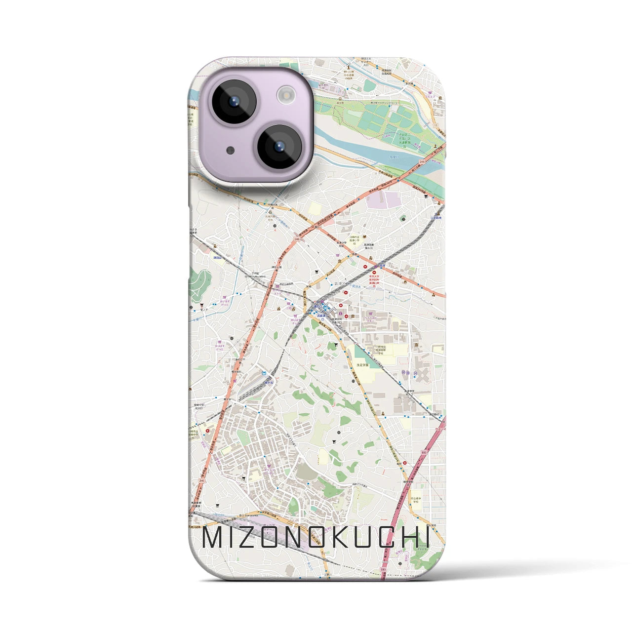 【溝の口】地図柄iPhoneケース（バックカバータイプ・ナチュラル）iPhone 14 用