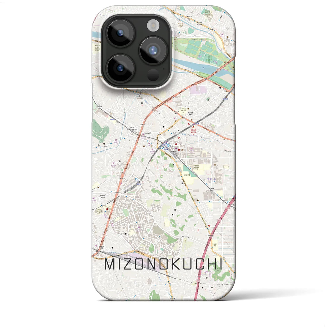 【溝の口】地図柄iPhoneケース（バックカバータイプ・ナチュラル）iPhone 15 Pro Max 用