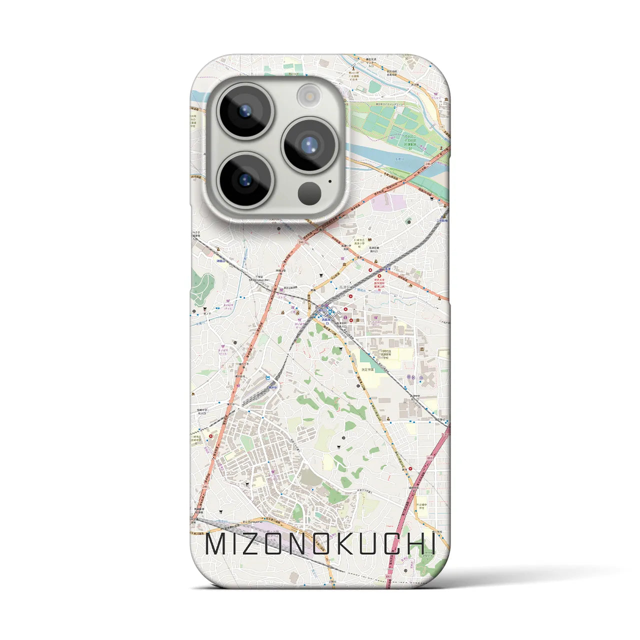 【溝の口】地図柄iPhoneケース（バックカバータイプ・ナチュラル）iPhone 15 Pro 用