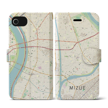 【瑞江（東京都）】地図柄iPhoneケース（手帳タイプ）ナチュラル・iPhone SE（第3 / 第2世代） / 8 / 7 / 6s / 6 用