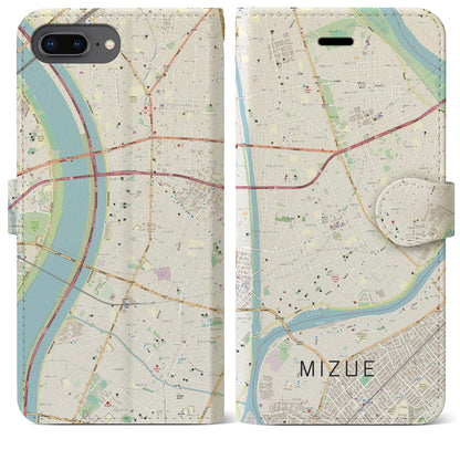 【瑞江（東京都）】地図柄iPhoneケース（手帳タイプ）ナチュラル・iPhone 8Plus /7Plus / 6sPlus / 6Plus 用