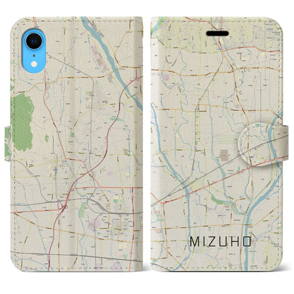 【瑞穂（岐阜県）】地図柄iPhoneケース（手帳タイプ）ナチュラル・iPhone XR 用