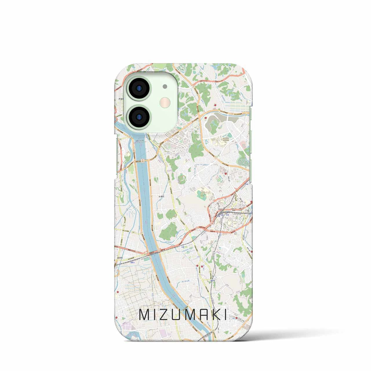 【水巻】地図柄iPhoneケース（バックカバータイプ・ナチュラル）iPhone 12 mini 用
