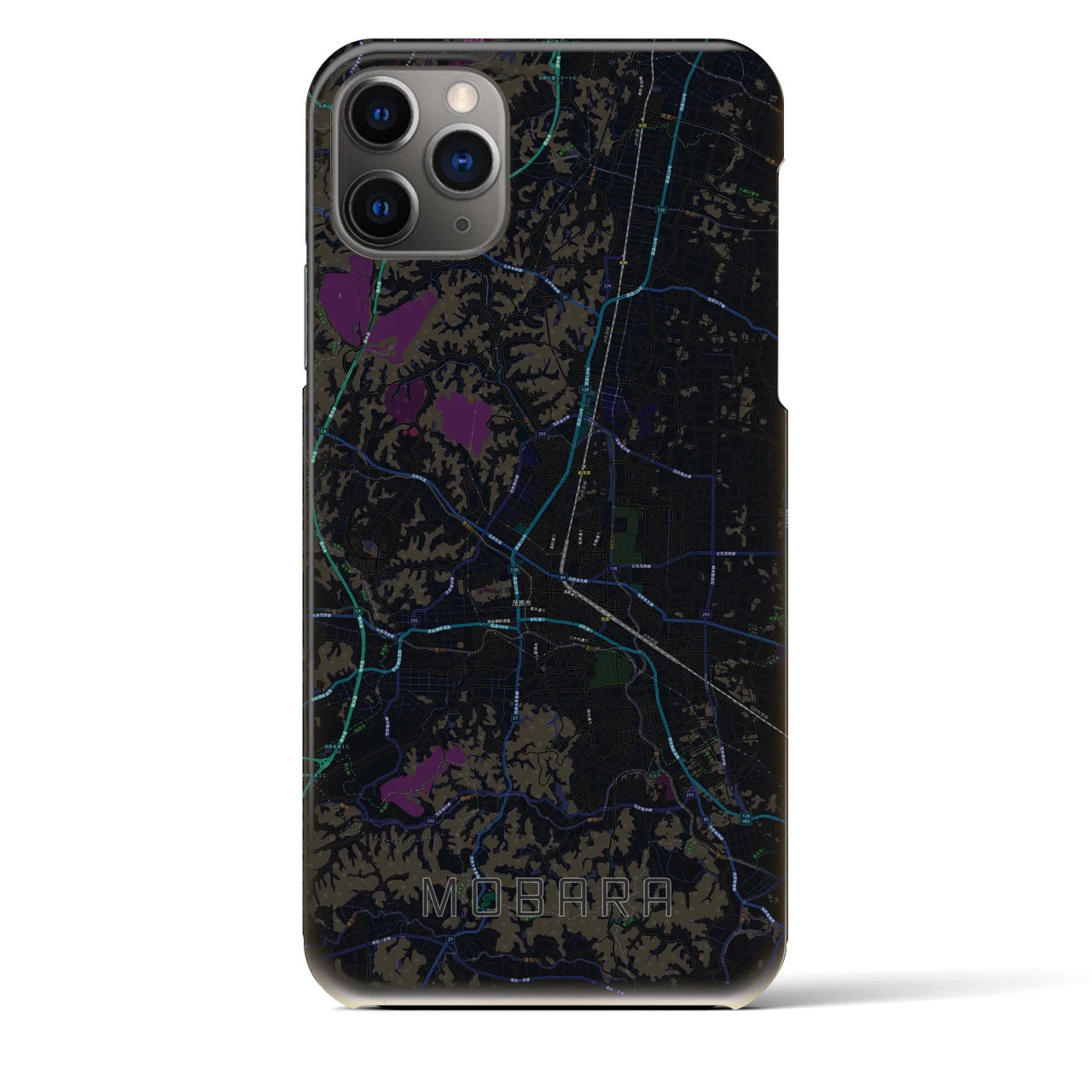【茂原】地図柄iPhoneケース（バックカバータイプ・ブラック）iPhone 11 Pro Max 用