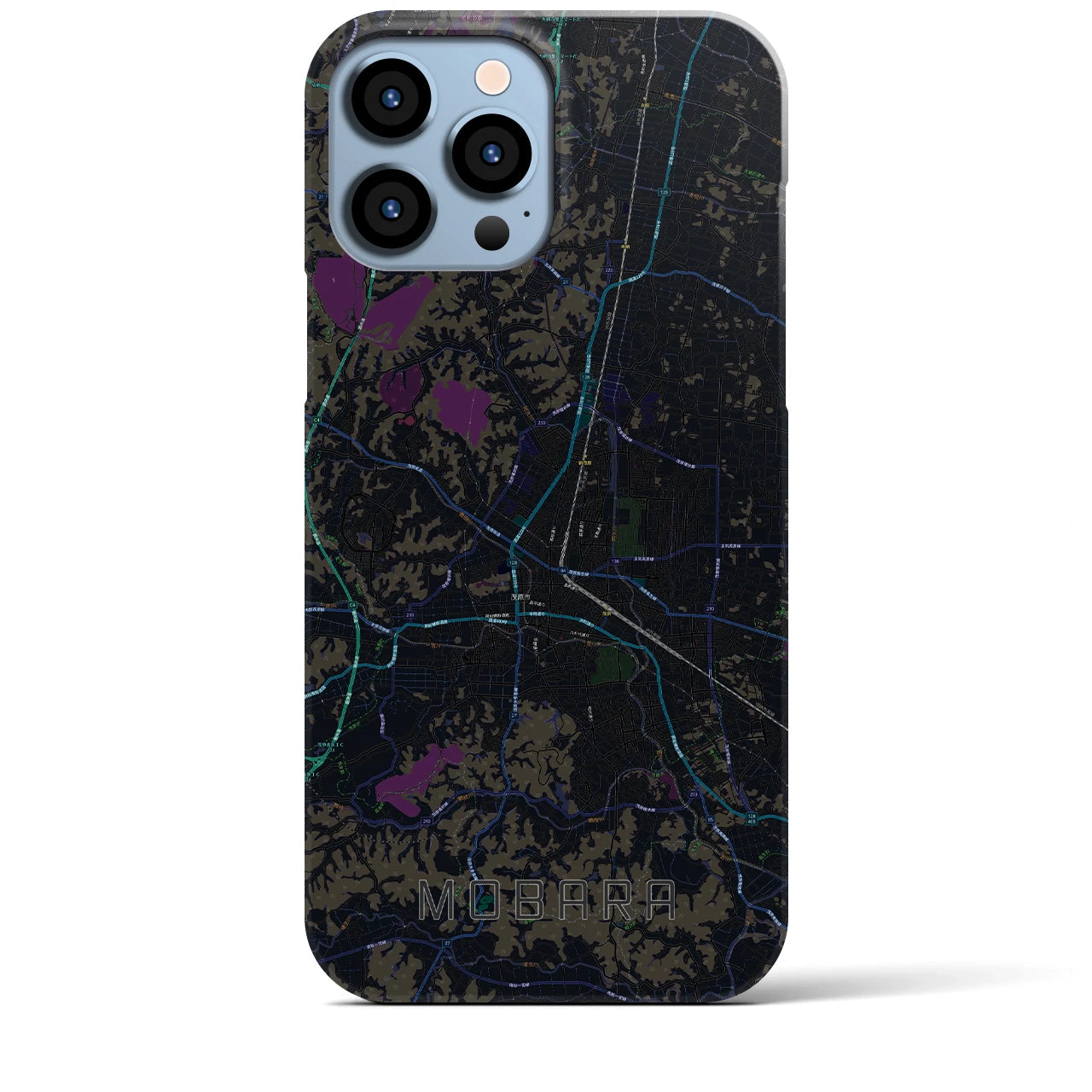 【茂原】地図柄iPhoneケース（バックカバータイプ・ブラック）iPhone 13 Pro Max 用