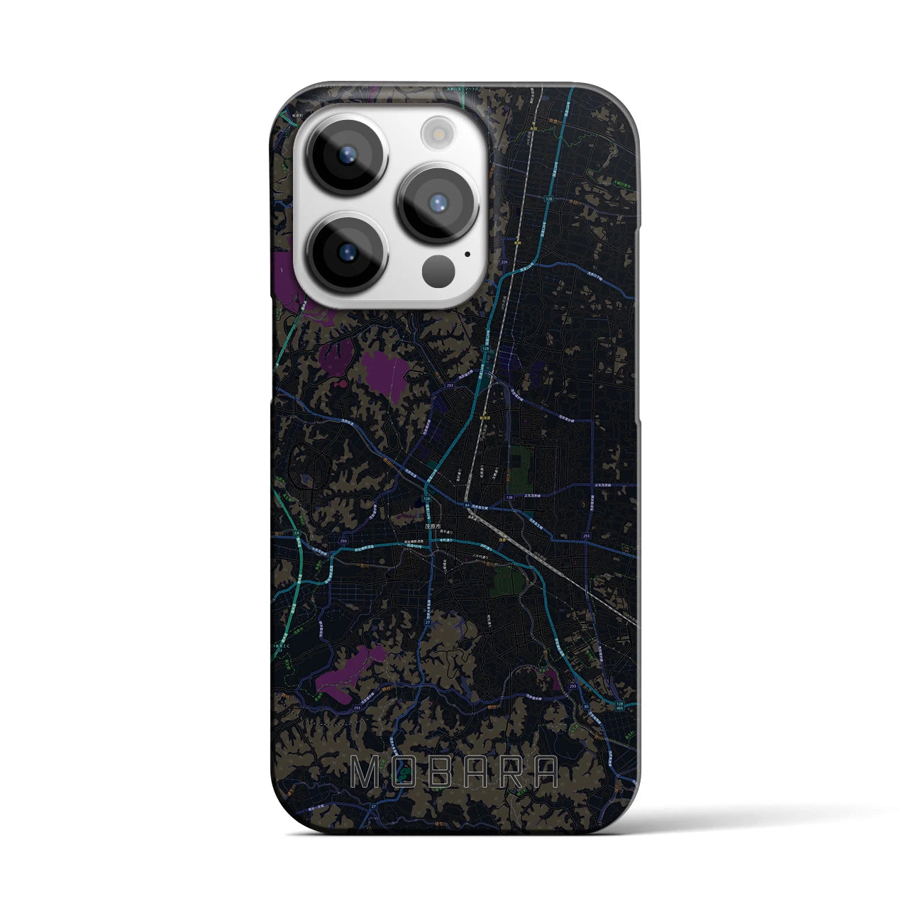 【茂原】地図柄iPhoneケース（バックカバータイプ・ブラック）iPhone 14 Pro 用