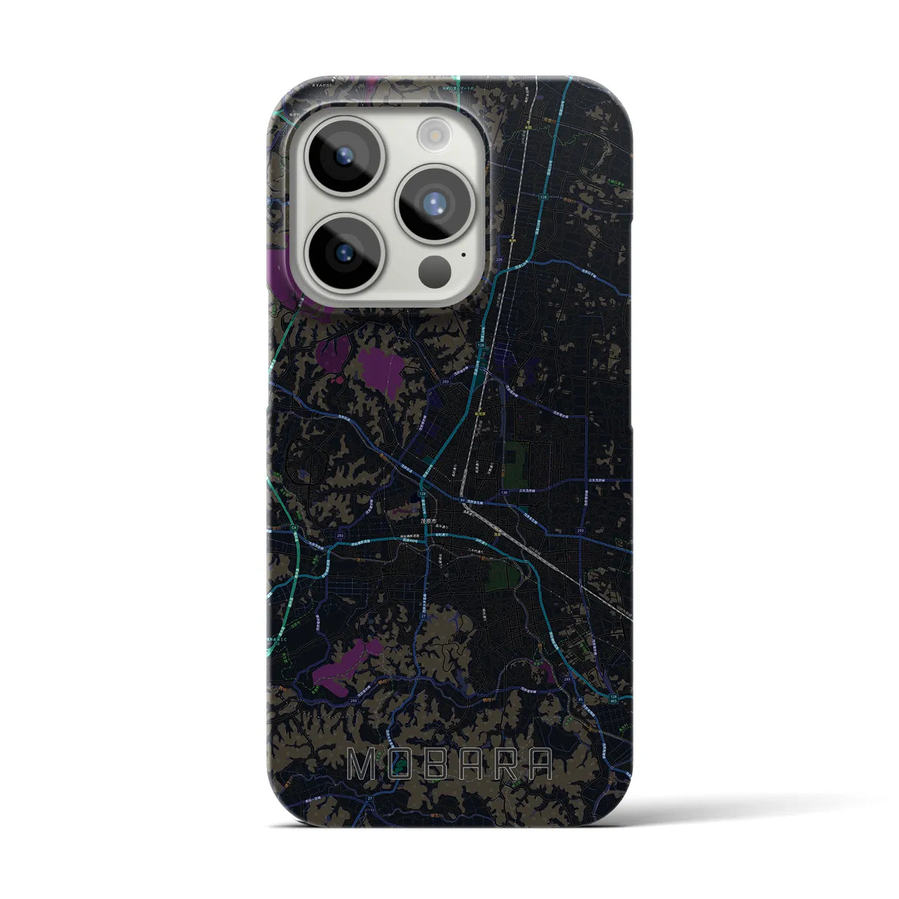 【茂原】地図柄iPhoneケース（バックカバータイプ・ブラック）iPhone 15 Pro 用