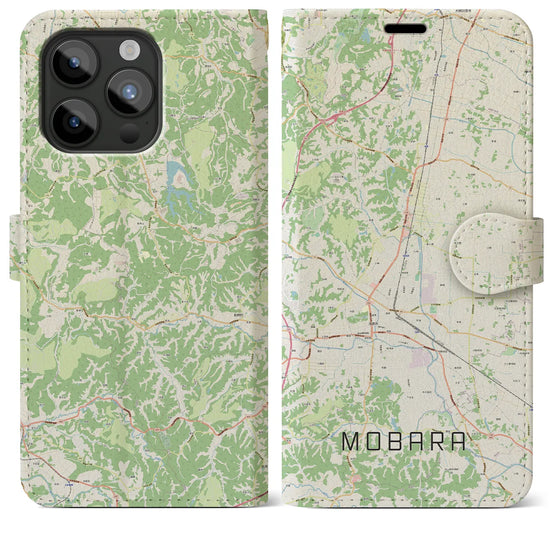 【茂原】地図柄iPhoneケース（手帳両面タイプ・ナチュラル）iPhone 15 Pro Max 用