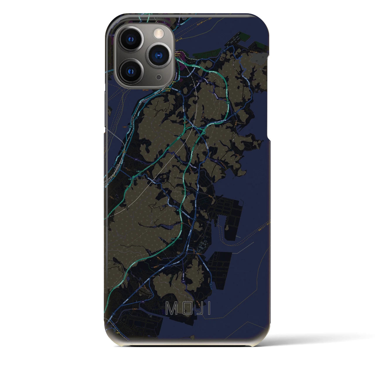 【門司】地図柄iPhoneケース（バックカバータイプ・ブラック）iPhone 11 Pro Max 用