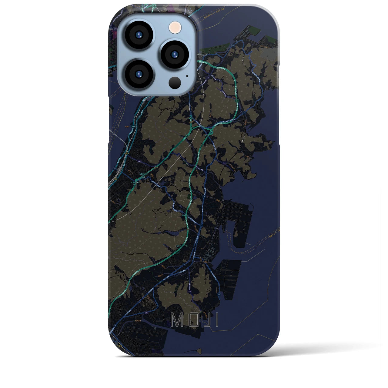 【門司】地図柄iPhoneケース（バックカバータイプ・ブラック）iPhone 13 Pro Max 用