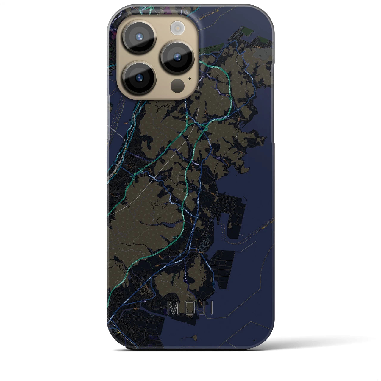 【門司】地図柄iPhoneケース（バックカバータイプ・ブラック）iPhone 14 Pro Max 用