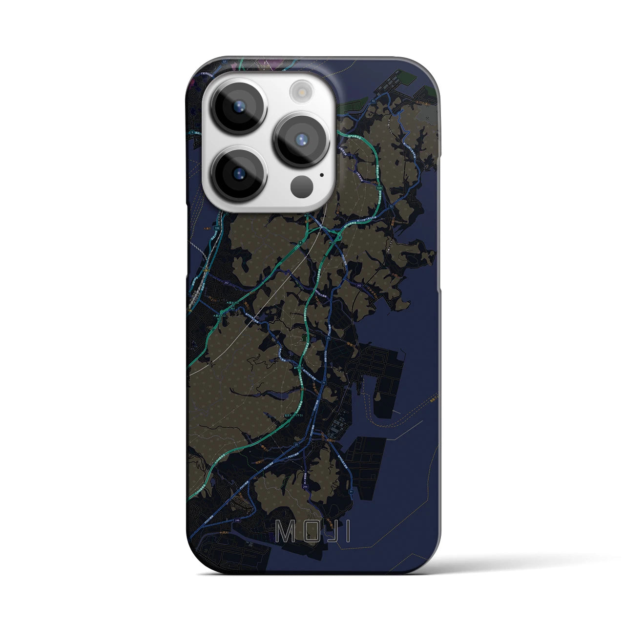 【門司】地図柄iPhoneケース（バックカバータイプ・ブラック）iPhone 14 Pro 用