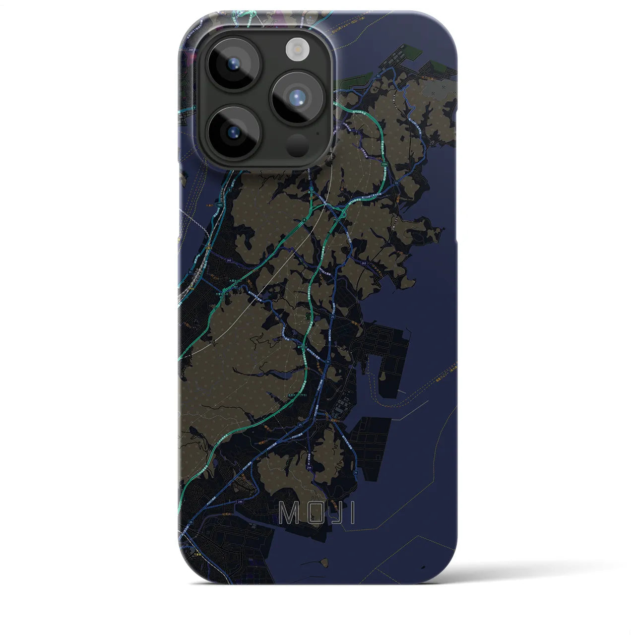 【門司】地図柄iPhoneケース（バックカバータイプ・ブラック）iPhone 15 Pro Max 用