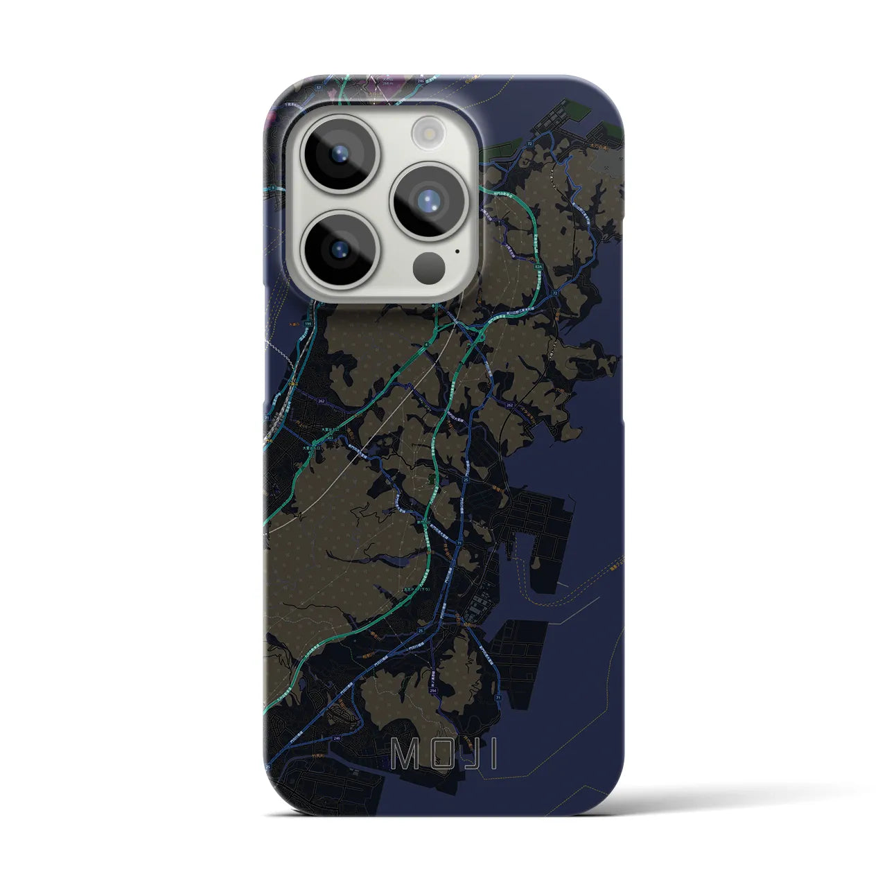 【門司】地図柄iPhoneケース（バックカバータイプ・ブラック）iPhone 15 Pro 用