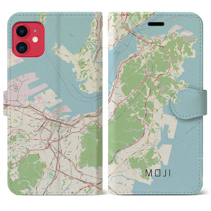 【門司（福岡県）】地図柄iPhoneケース（手帳タイプ）ナチュラル・iPhone 11 用