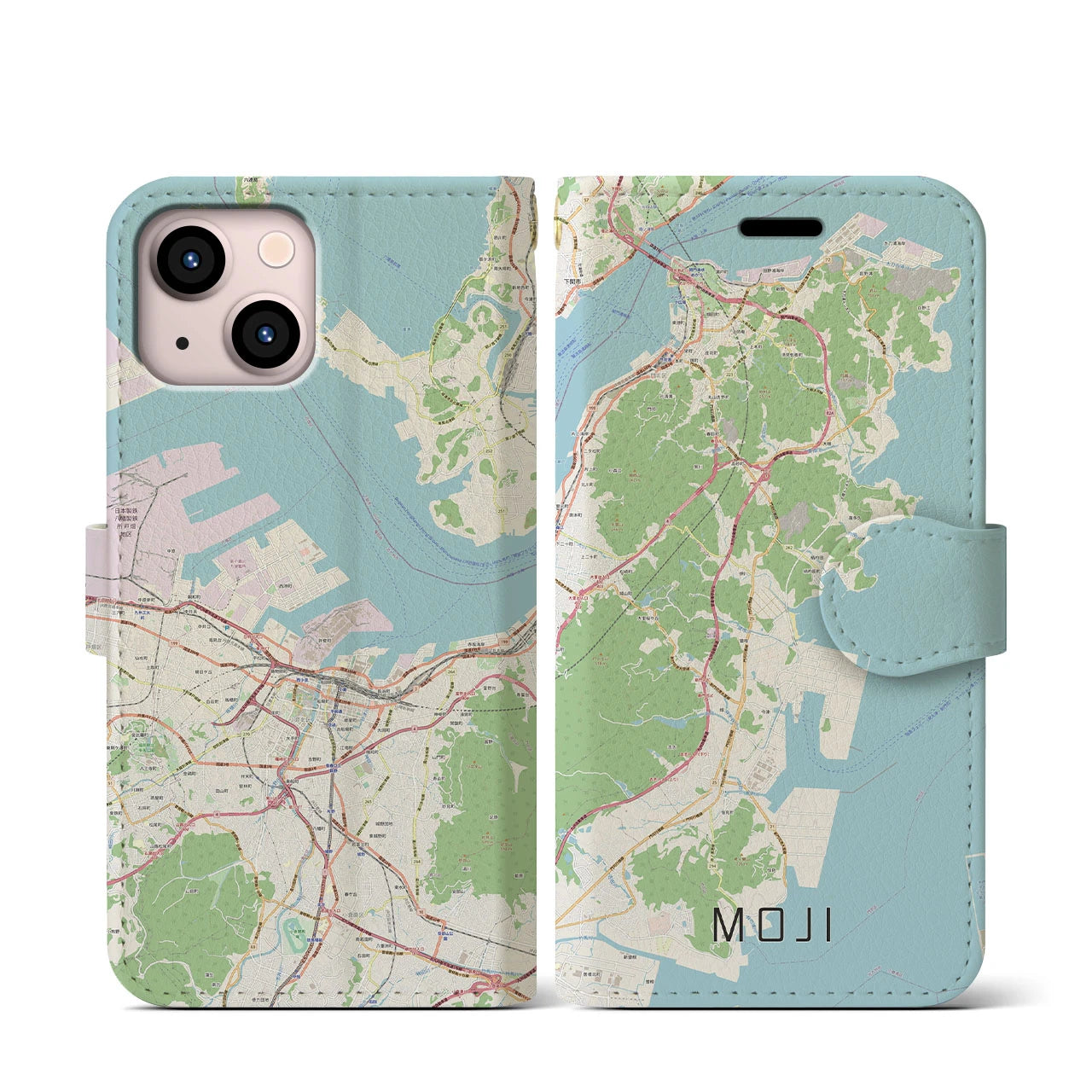 【門司】地図柄iPhoneケース（手帳両面タイプ・ナチュラル）iPhone 13 mini 用