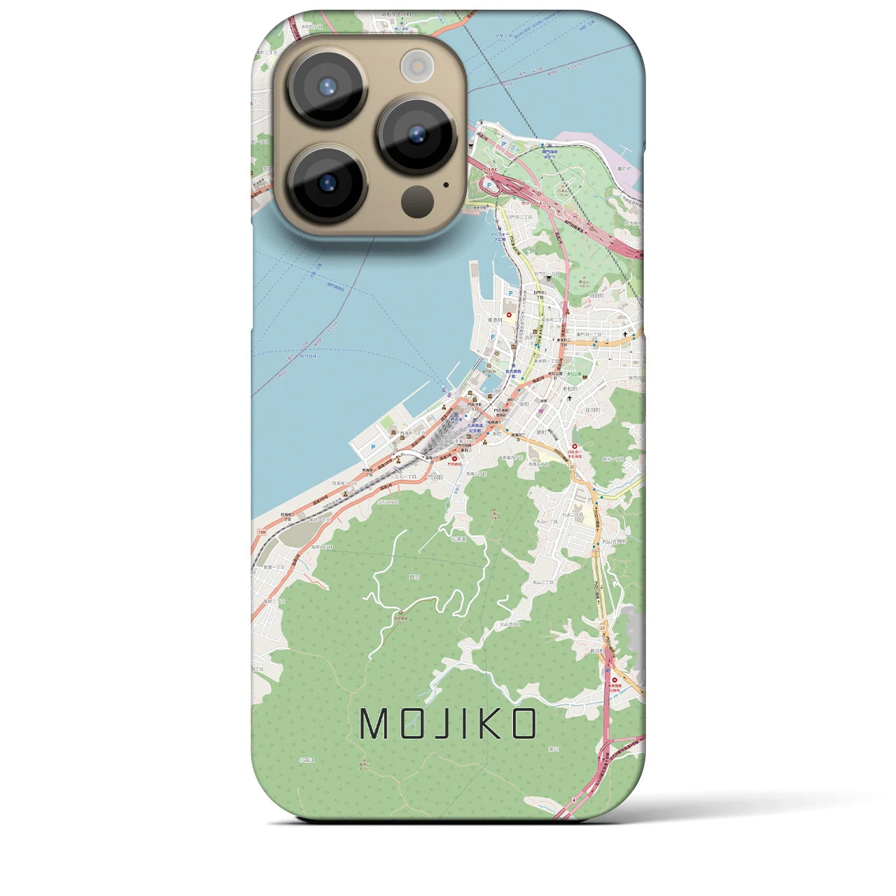 【門司港】地図柄iPhoneケース（バックカバータイプ・ナチュラル）iPhone 14 Pro Max 用