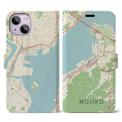 【門司港（福岡県）】地図柄iPhoneケース（手帳タイプ）ナチュラル・iPhone 14 用